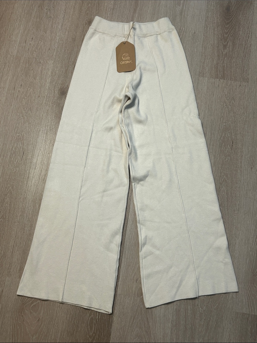 Original Apparel USA Women's Knit Cream Wide-Leg Knit Pants Sz S/M